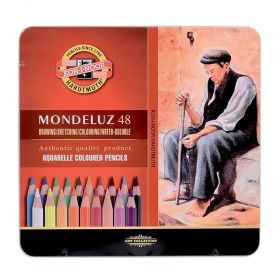 Creioane colorate acuarela KOH-I-NOOR Mondeluz Aquarelle 3726, 48 buc/set, cutie metal